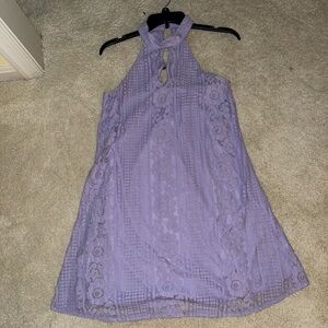 Francesca's Collections Purple Lace Halter Dress